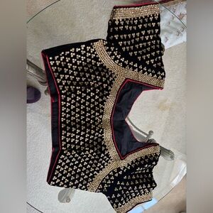 Black Red Gold All Over Sequins Choli Blouse For Saree And Lehengas 38